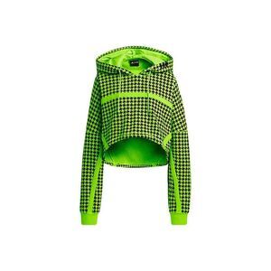 Ivy Park x Adidas Solar Green Houndstooth Cropped Long Sleeve Hoodie Size Large